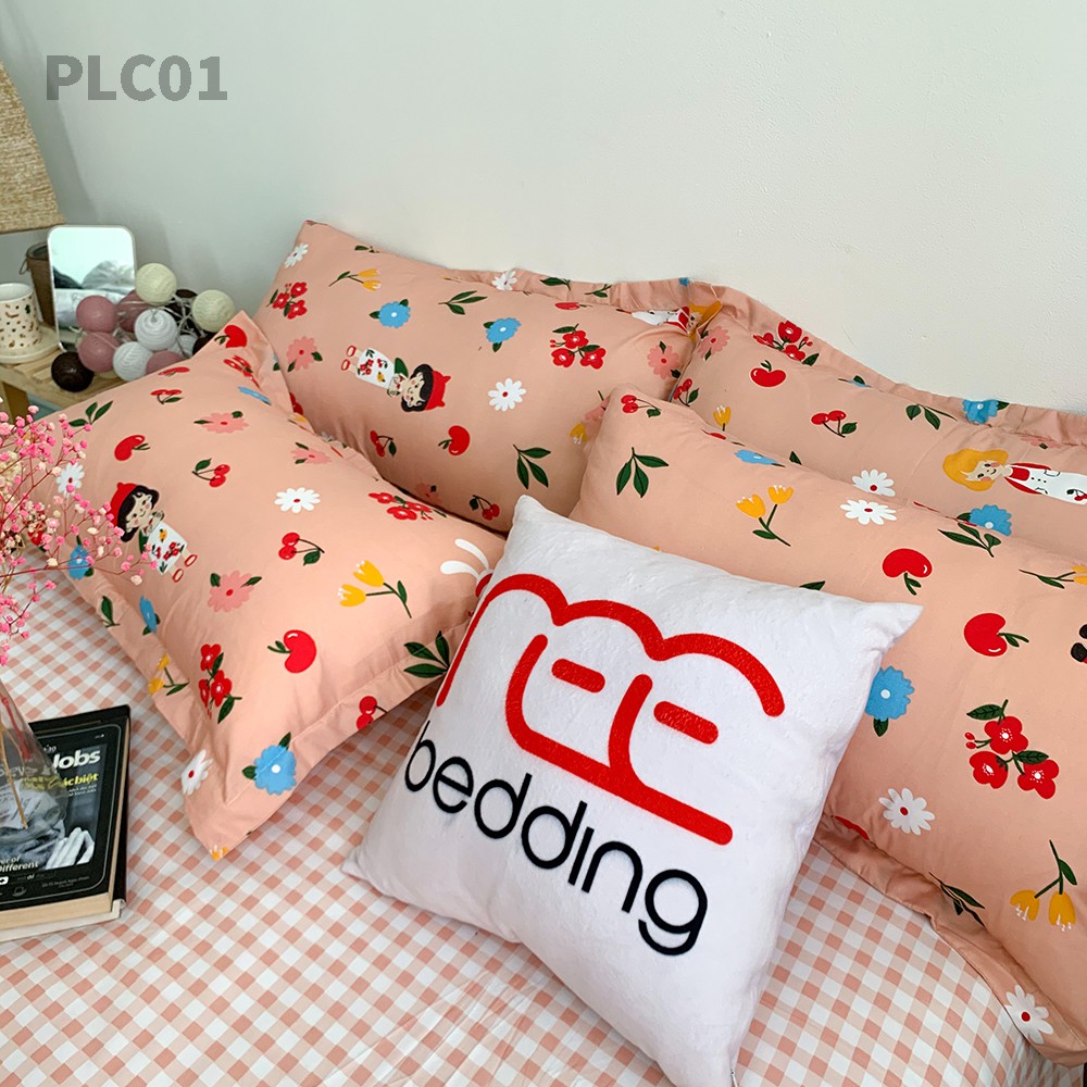 Bộ chăn ga gối Poly Cotton REE Bedding PLC01 cam hồng đủ size giường nệm