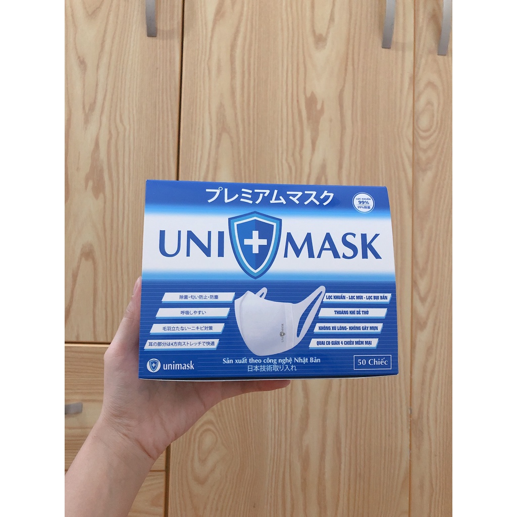 Khẩu trang 3D Unimask kháng khuẩn hộp 50c đóng gói 1 bịch 10c | BigBuy360 - bigbuy360.vn