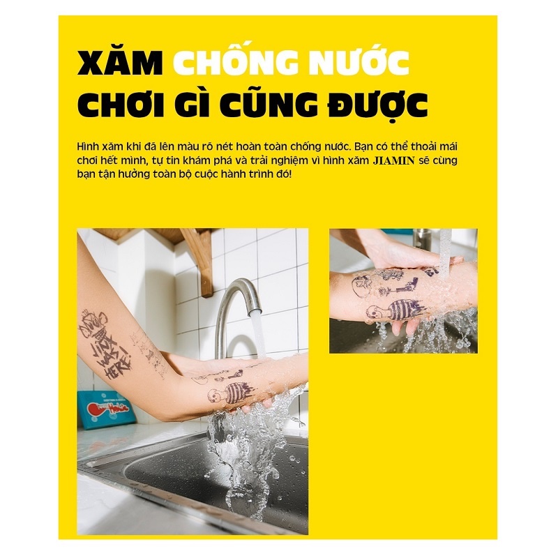 Hình xăm dán tạm thời 10 x 15 cm Unisex chống thấm nước có thể kéo dài đến 15 ngày JIAMIN Magic Tattoo QH97C