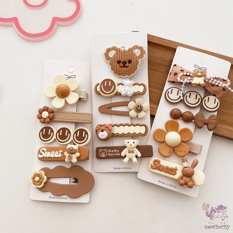 Set 5 Kẹp Tóc Kiểu Công Chúa Dễ Thương Xinh Xắn Phong Cách Hàn Quốc Cho Bé Gái