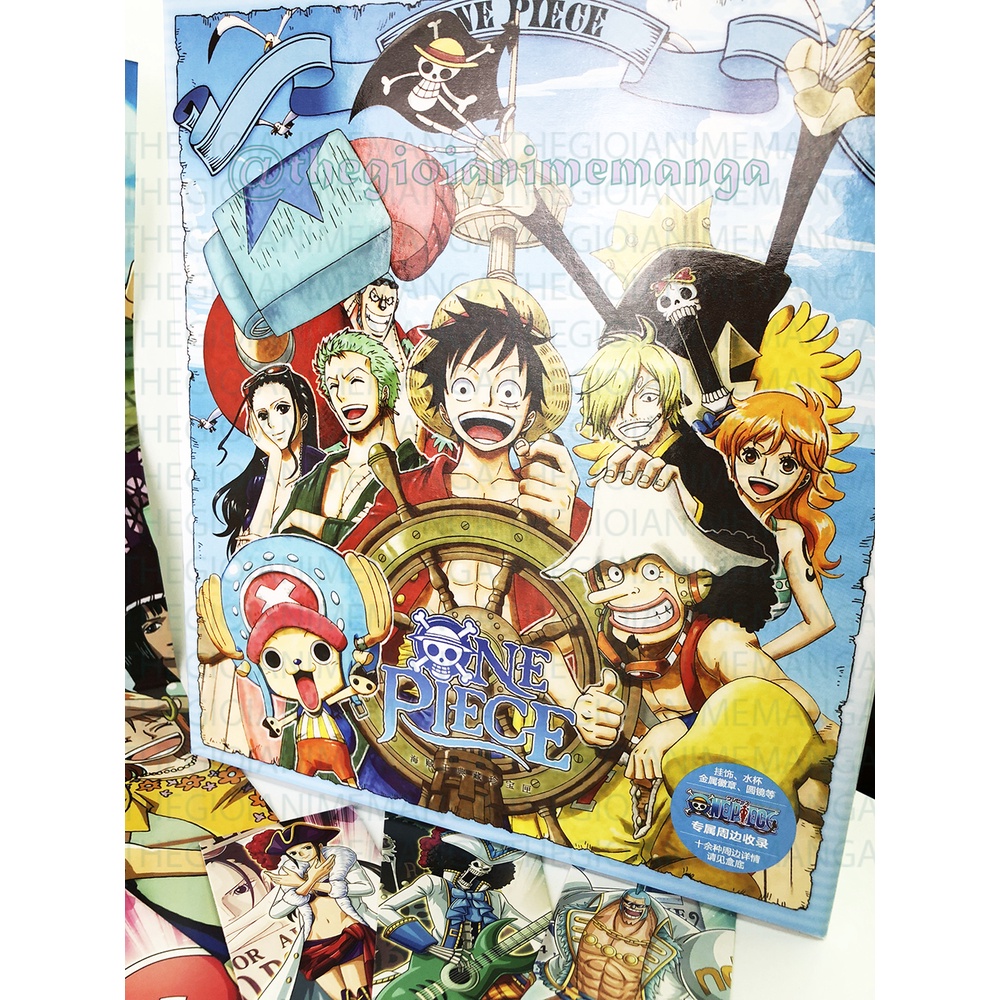 (200) Hộp Quà tặng To anime ONE PIECE ĐẢO HẢI TẶC có bình nước ảnh dán vòng tay ảnh thẻ postcard chibi
