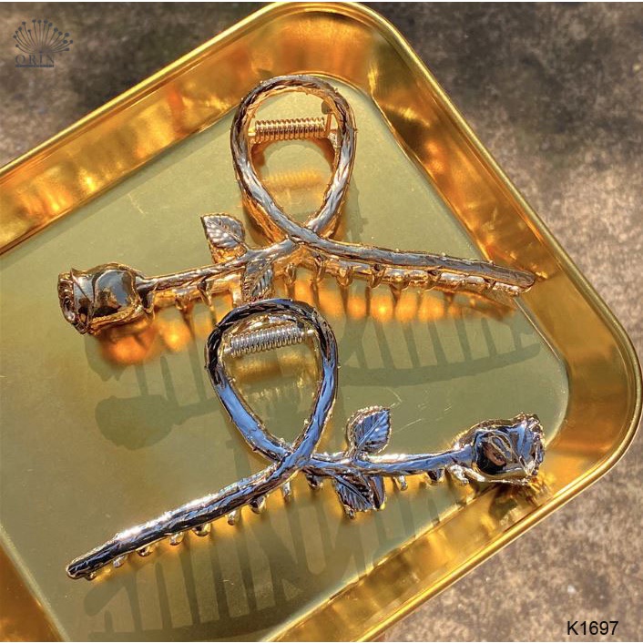 Kẹp tóc càng cua kim loại hoa hồng thời trang Orin K1697