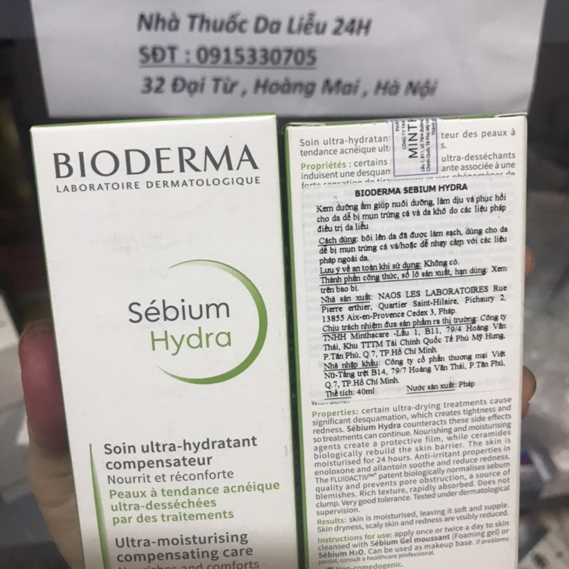 BIODERMA Sibeum Hydra Kem dưỡng ẩm cho da nhờn, mụn