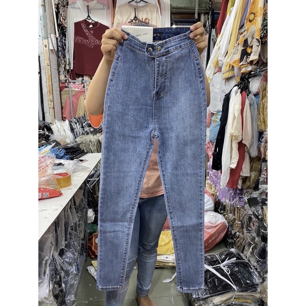 Quần Jean Nữ Lưng Cao ĐAI TRƠN + 2 CÚC GÀI NGANG mẫu mới nhất siêu hot chất jean giãn tốt 1-196 | BigBuy360 - bigbuy360.vn