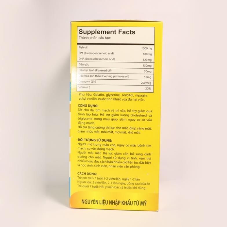 Viên uống Omega 369 1000mg tốt cho da, tim mạch, trí não, giảm quá trình lão hóa, tăng cường thị lực