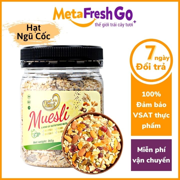 Hạt Dinh Dưỡng Ngũ Cốc Muesli Faminuts (Hũ Nhựa) - 365g Tự Nhiên, Ít Calo, Heathy, Hỗ Trợ Giảm Cảm | Meta Freshgo