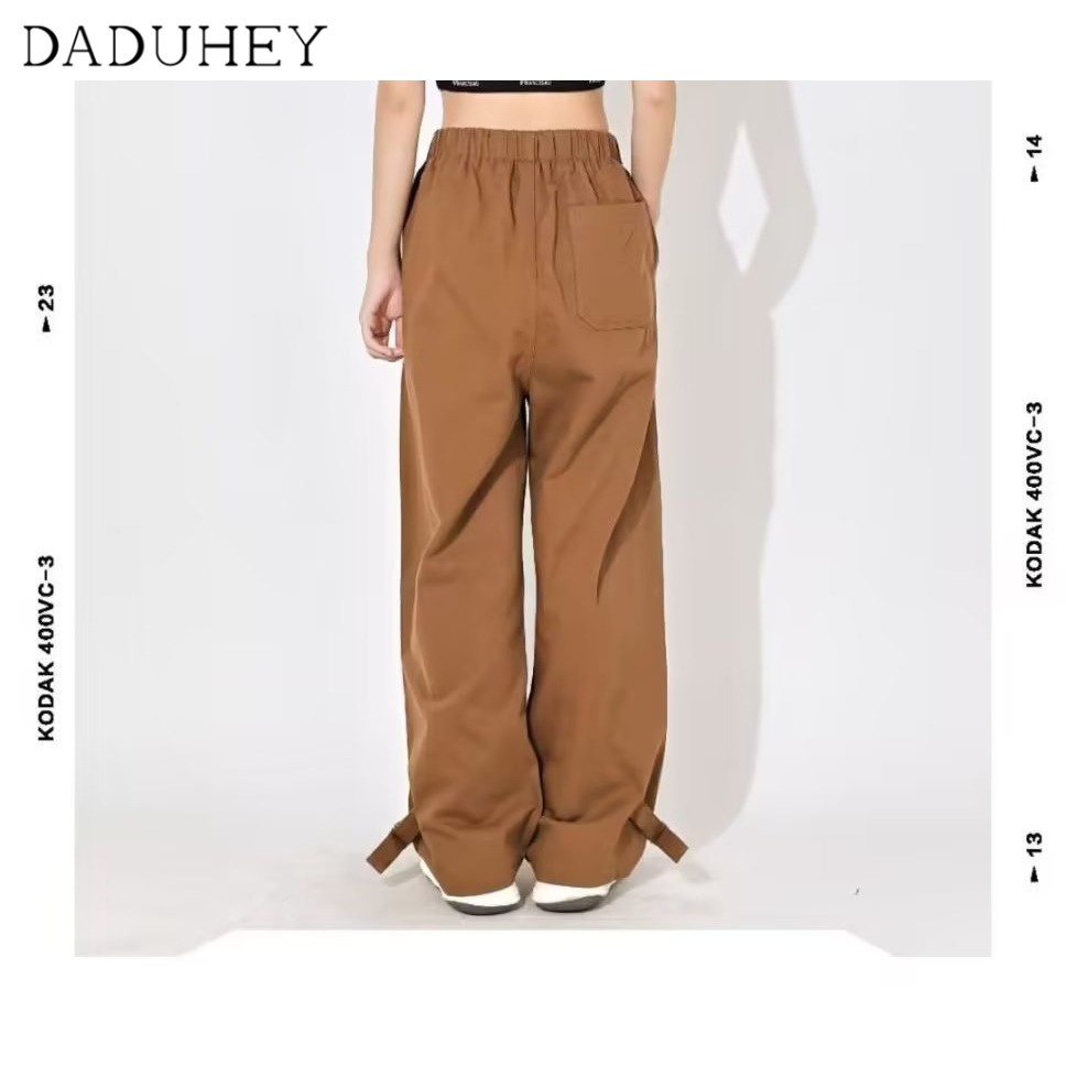 DaDuHey Autumn Solid Color Loose Straight Wide-Leg Pants Men's and Women's Japanese-Style Retro Khaki Overalls Casual Pants