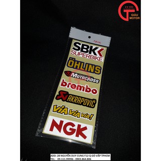 TẤM TEM PHẢN QUANG CHỮ SBK,OHLINS,MOTOCROSS DÁN TRANG TRÍ MỌI VỊ TRÍ XE