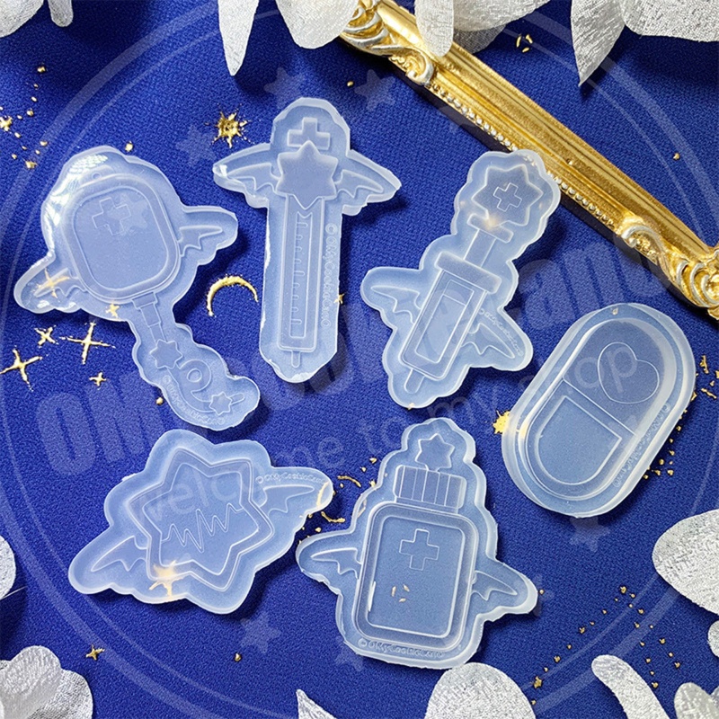 Khuôn Silicone Làm Móc Khóa Bằng Nhựa Epoxy Hình Ống Tiêm
