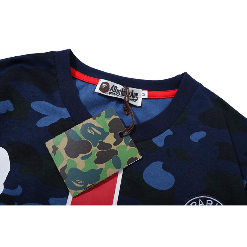 Áo Thun Chất Liệu Vải Cotton Tay Ngắn Có In Hoạ Tiết Bape