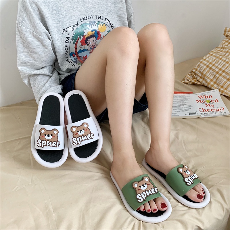 JY083-C3 GẤU SPNER Dép dễ thương cho nữ, dép tự thiết kế theo yêu cầu đính sticker hoạt hình dễ thương