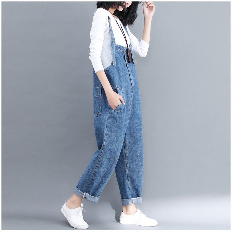 [ORDER] Quần yếm jean nữ bigsize màu xanh trẻ trung (fit 80kg) - Có ảnh thật | BigBuy360 - bigbuy360.vn