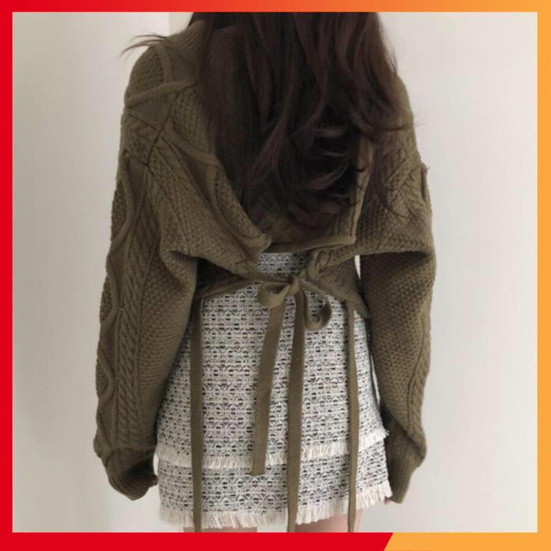 {ORDER} áo len croptop dài tay có giây buộc sau lưng phong cách hàn quốc | BigBuy360 - bigbuy360.vn
