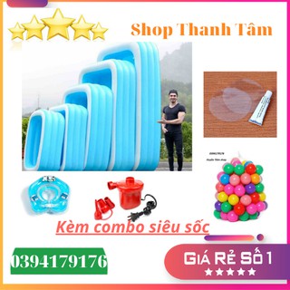 [TRỢ GIÁ] Bể Bơi Tại Nhà Bơm Hơi tại nhà 3m05x2m45x65cm siêu to kèm bơm/bóng/phao cho bé