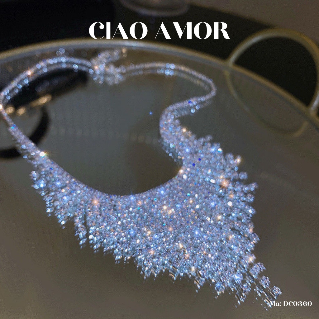 Choker đá, Chocker nữ, Dây chuyền đính đá dự tiệc sang trọng nhiều lớp lấp lánh Trang sức Ciao Amor - DC0360