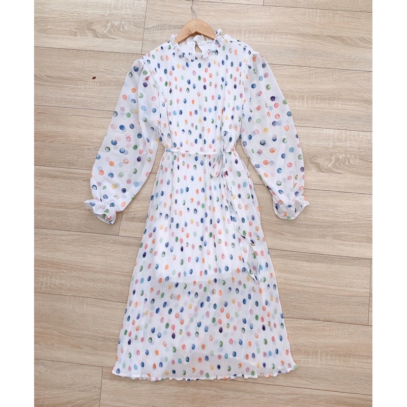 Đầm Suông Dập Ly Chấm Bi 🌸Freeship 🌸 Váy Đầm Tiểu Thư Xinh Đẹp