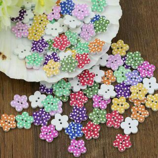 8 nút gỗ bông hoa chấm bi 2cm