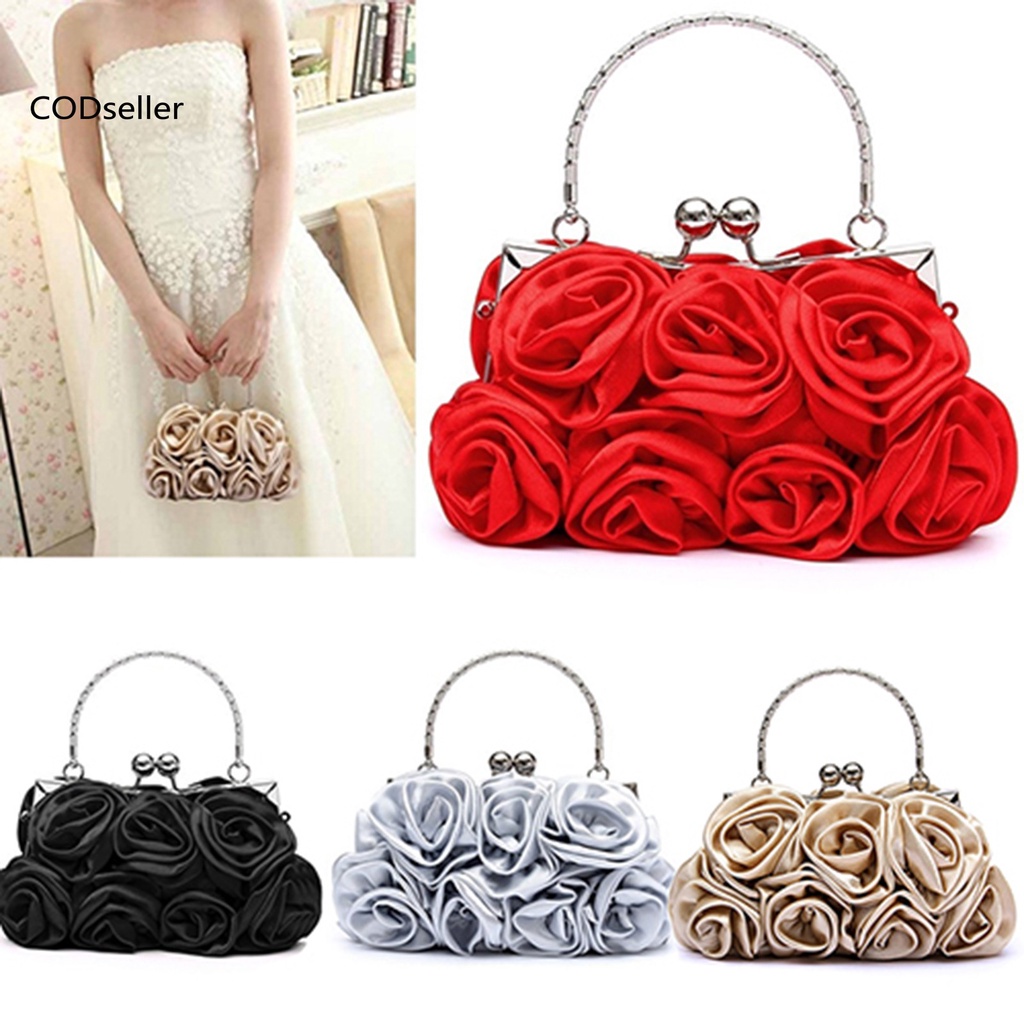 COD_ Faux Silk Handbag Women Chic Wedding Clutch Bag Trendy for Wedding Evening Party