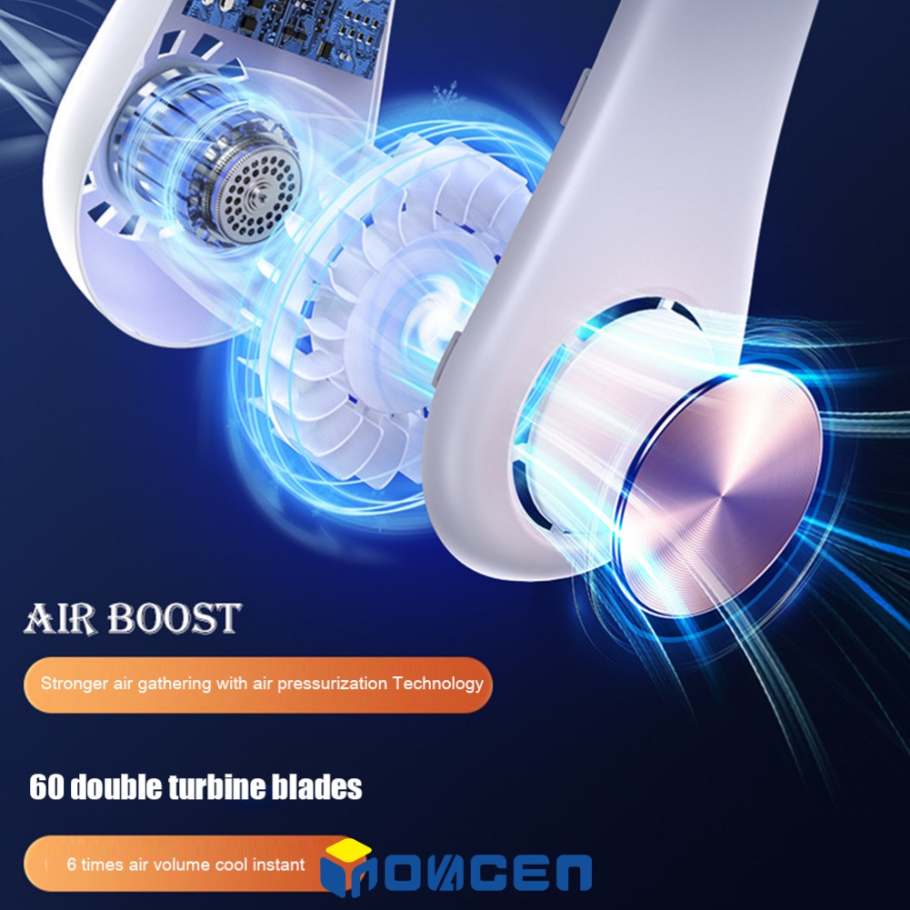 Quạt Thể Thao Đeo Cổ Không Cánh 1500 / 2000mAh Sạc Cổng USB Tiện Dụng