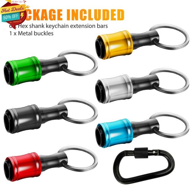 Bộ 6 Giá Đỡ Mũi Khoan Lục Giác 1/4&quot; Bằng Kim Loại Thiết Kế Dạng Móc Khóa Tiện Dụng