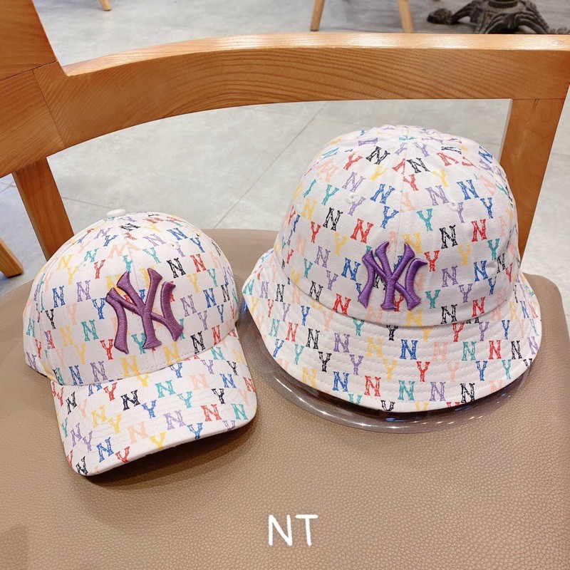 Mũ vành Newyork Yankees nền thô chữ bảy màu logo thêu nổi đẹp