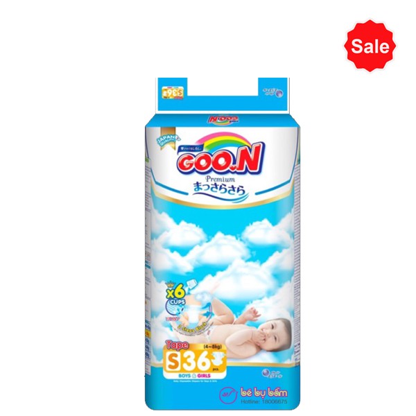 Tã Dán Goon Slim Size S- 36 Miếng, Cho Trẻ 4-8 Kg (mẫu mới)