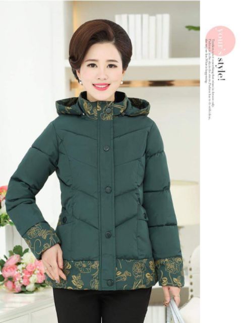 CÓ SẴN, Áo Khoác Phao Họa Tiết Hoa Viền Cao Cấp,Rất Ấm Làm Quà Tặng Cho Mẹ,Cho Bà | BigBuy360 - bigbuy360.vn