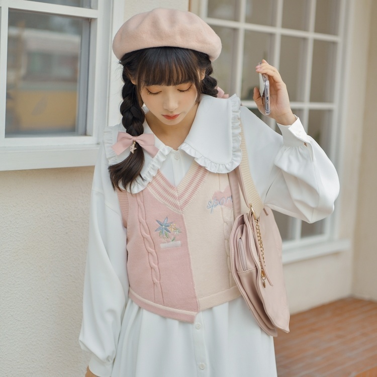 Áo Vest Phụ Nữ Cắt Tấm Đan Ngắn Mới