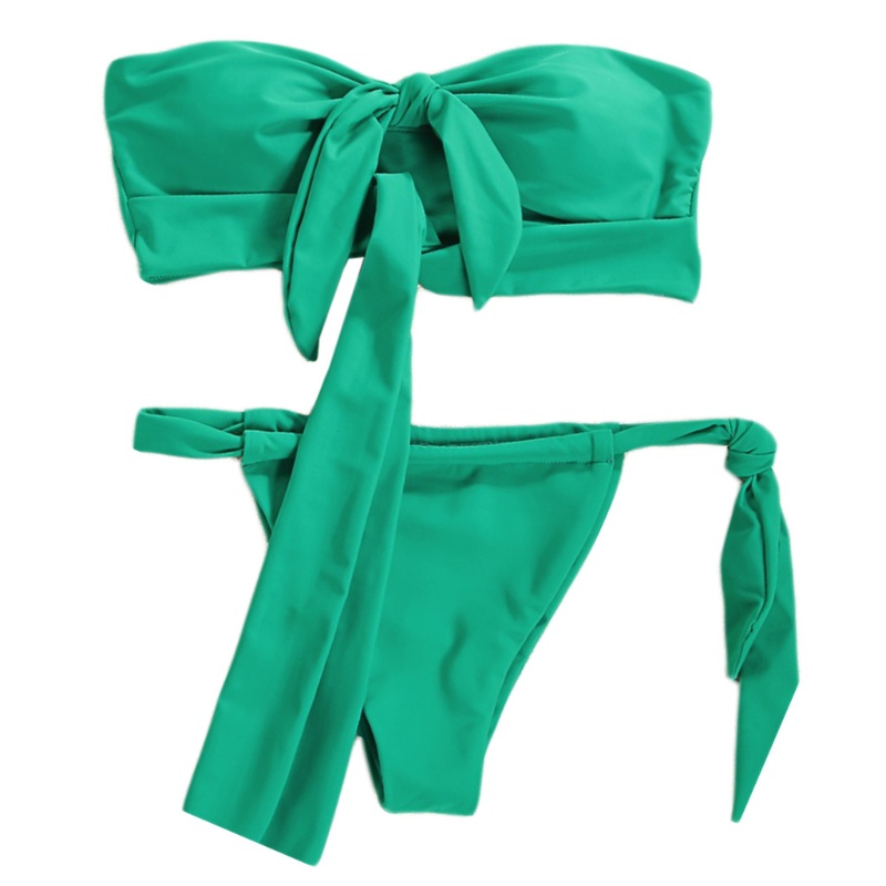 Bộ đồ bơi bikini 2 mảnh không dây thắt nơ rỗng gợi cảm cho nữ