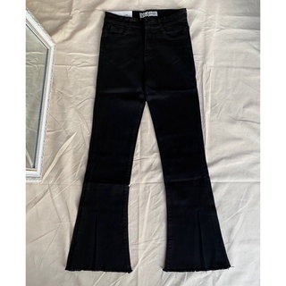 Quần Flare Jeans Đen Lì Co Dãn