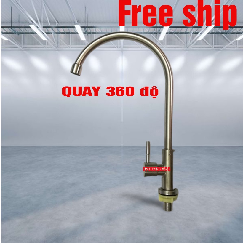 Vòi Rửa Chén Bát Lạnh Inox 304 quay 360 độ dùng cho 2 hộc chậu,Vòi rửa chén bát xả lạnh cắm chậu inox SUS 304. Chọn SỐ