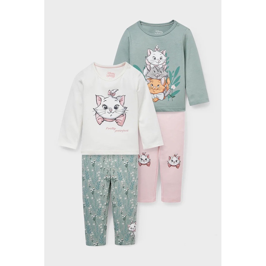 Bộ dài tay thu đông cho bé gái - Set 2 bộ dài tay Mèo Marie Next cho bé gái size 2-8t (9-23kg)