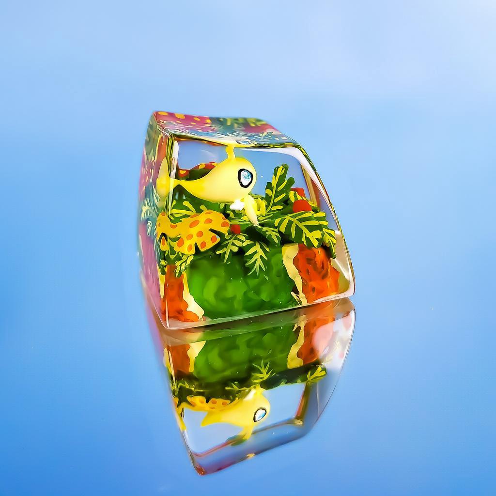 Nút bàn phím Pokemon, nút bàn phím Celebi, Bàn phím nhân vật hoạt hình -Celebi keycap, POKÉMON Artisan Keycap