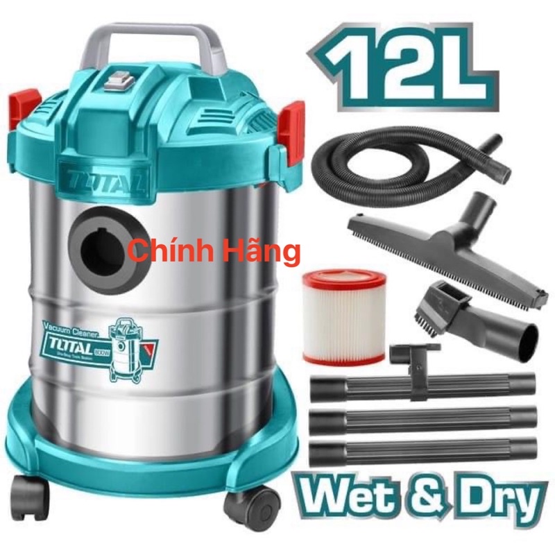 TOTAL Máy Hút Bụi 12L 800W TVC14122 (Cam kết Chính Hãng 100%)