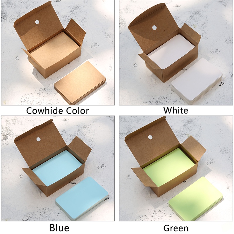 Bộ 100 tấm thẻ cứng bằng giấy kraft mặt để trống dùng ghi chữ DIY nhiều màu tùy chọn