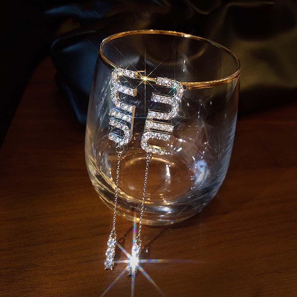 MXGOODS Bông Tai Đính Đá Phối Tua Rua Phong Cách Hàn Quốc