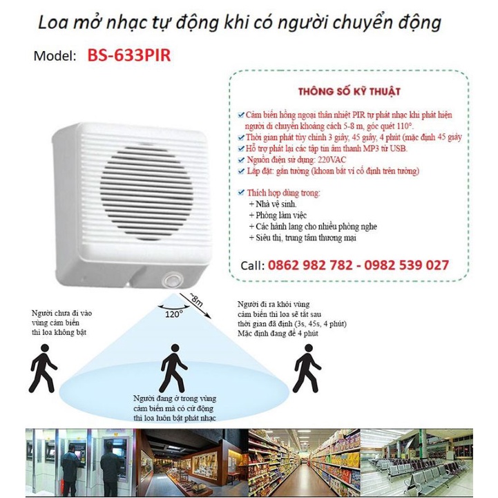 Loa mở nhạc tự động phát khi có người