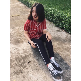 Áo sơ mi sọc cổ vest MH