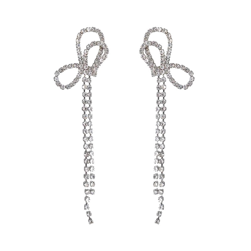 Bông tai dáng dài hình nơ xinh xắn cho nữ