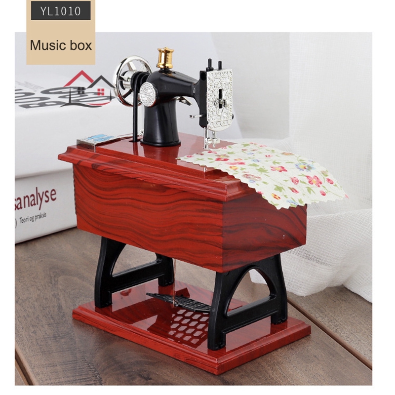 HYP Cute Mini Sewing Machine Music Box Retro Gift Table Home Decor @VN