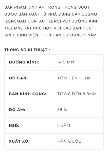 Lens Trong Suốt G’S LENS Lens Mắt Không Màu ,Lens Tàng Hình- Giá 1 Chiếc 80k
