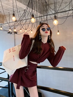 Váy len set bộ đỏ
