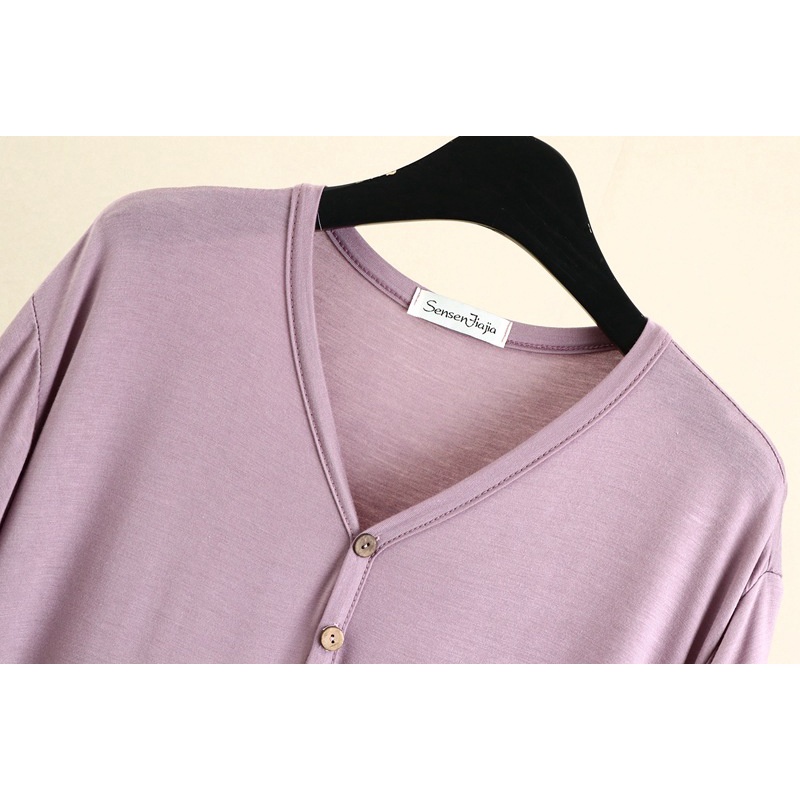 Đầm Tay Ngắn Cổ Tròn Dáng Rộng Cài Nút Chất Liệu Cotton Thời Trang Mùa Hè Cho Nữ