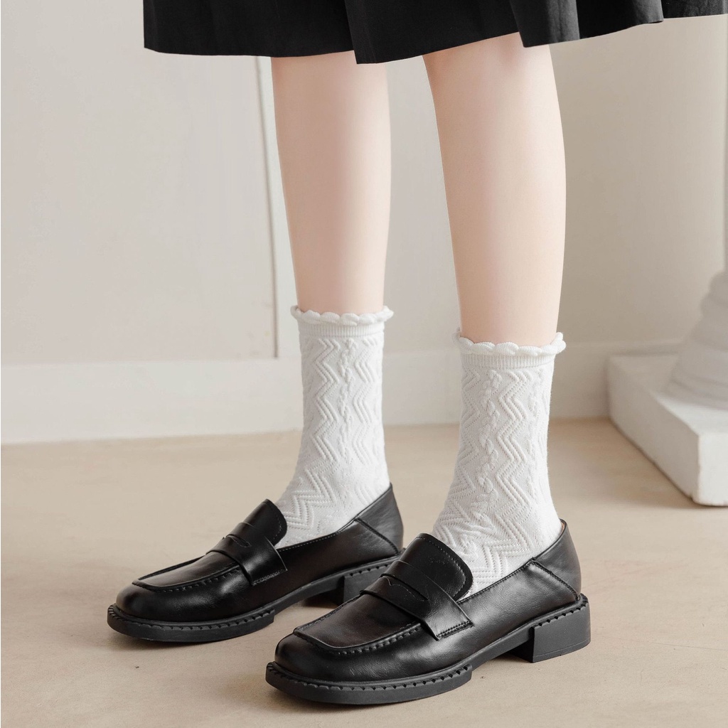 Vớ Cotton Cổ Cao Màu Sắc Ngọt Ngào Dễ Phối Đồ Thời Trang Phong Cách Hàn Quốc Cho Nữ