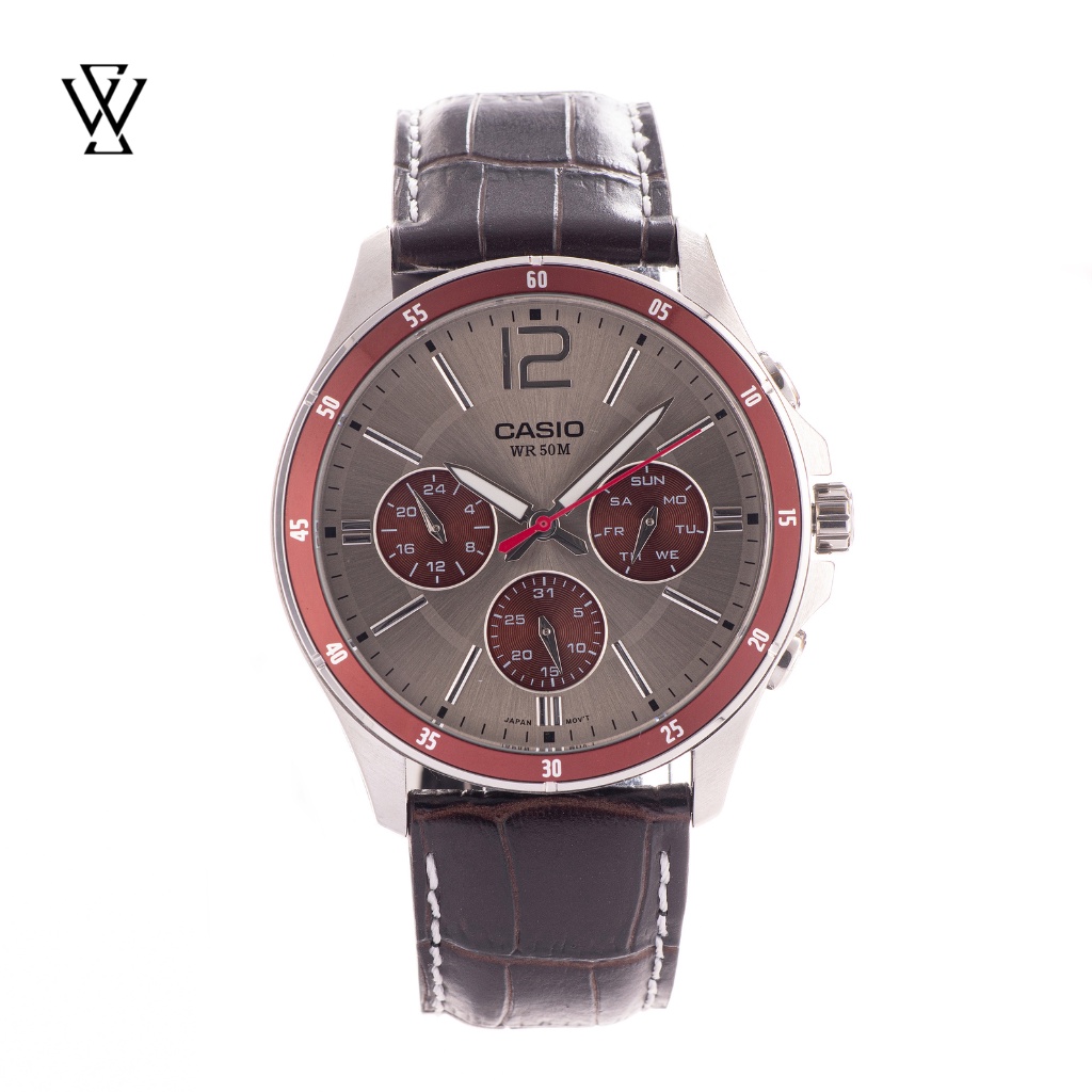 Đồng Hồ Quartz Nam Casio WATCHSTORE MTP-1374L-7A1VDF Thiết Kế Mặt Kính Khoáng 43.5mm, Dây Da Và Vỏ Thép Không Gỉ