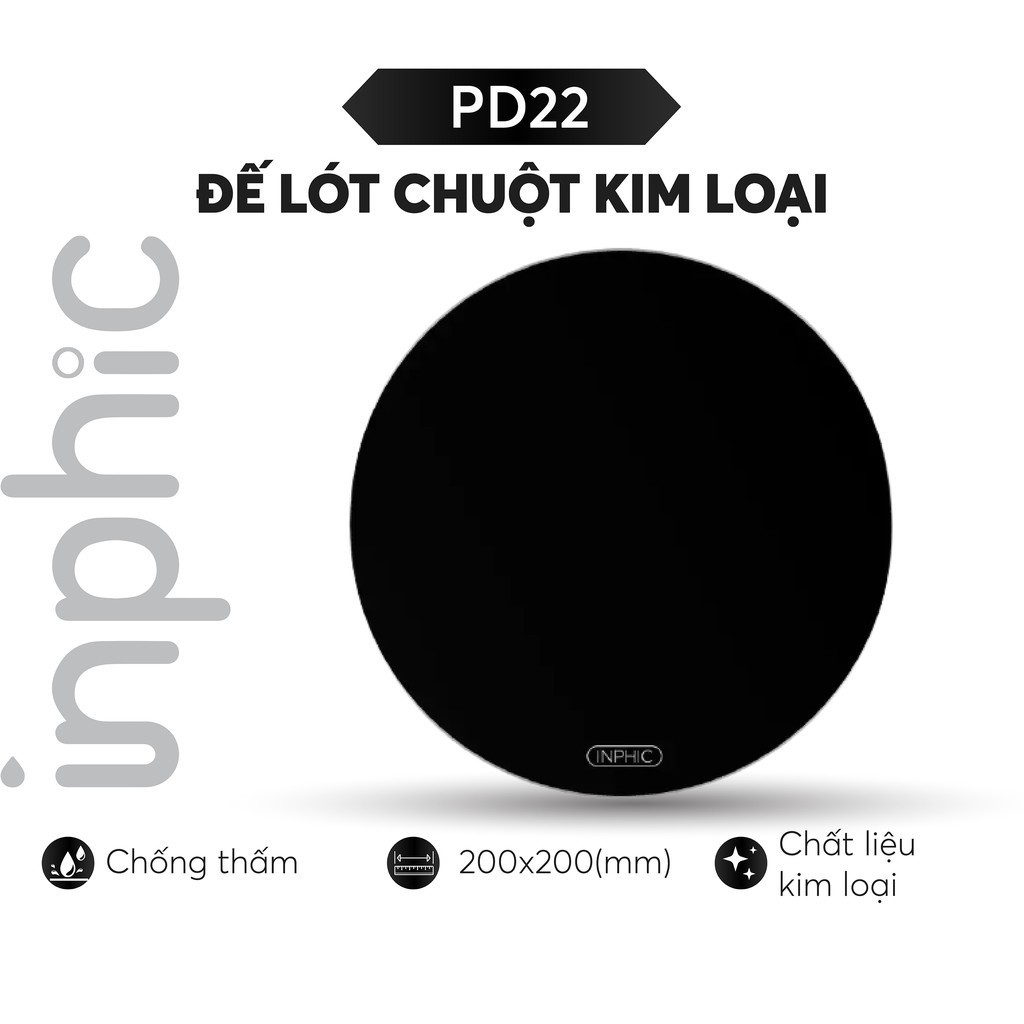 Đế lót chuột chất liệu kim loại tốc độ đặc biệt cao INPHIC LC_Rmetal PD22 dùng cho tất cả các loại chuột - Chính Hãng