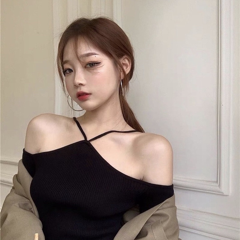 Áo trễ vai tay dài dây yếm gân xinh y3
