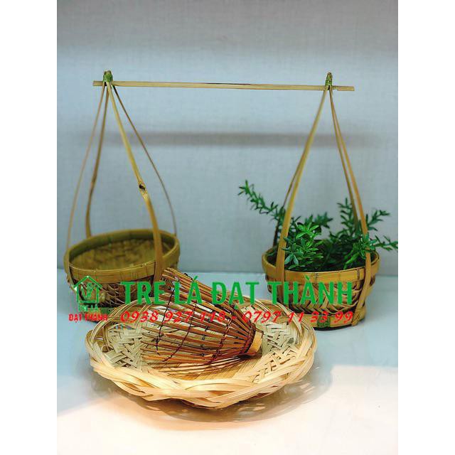 Quang gánh mây tre mini cạo tinh trang trí