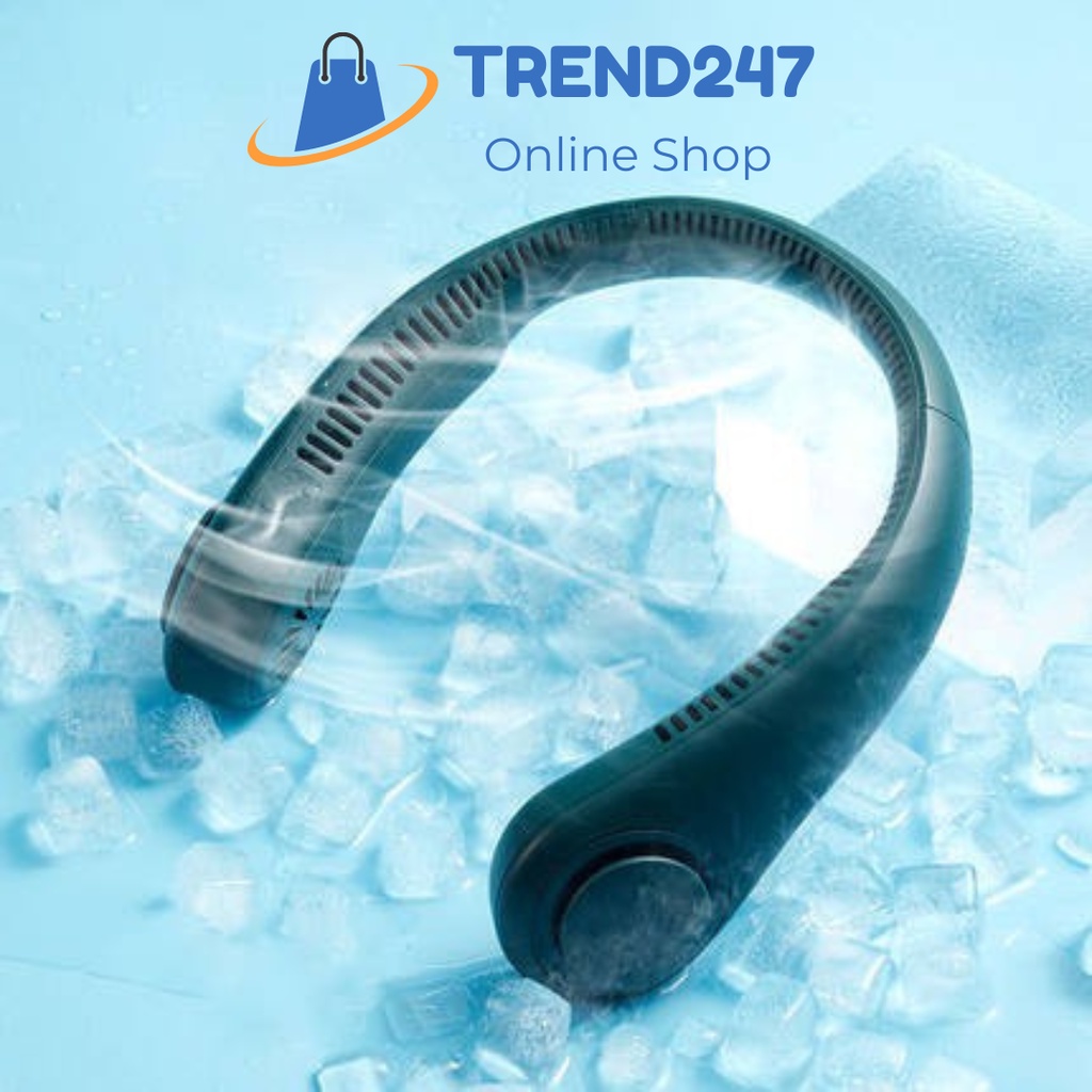 Quạt Mini Đeo Cổ Không Cánh Dung Lượng Pin Lớn 4000mAhm - Quạt Mini Quàng Cổ Không Cánh Ba Cấp Độ Gió Chạy Êm Và Mát