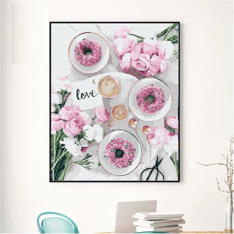 [SẴN]Tranh tô màu theo số, sơn dầu số hóa, TẶNG KHĂN, đã căng khung 40 x 50cm, đủ phụ kiện, có dầu bóng -Moonshop